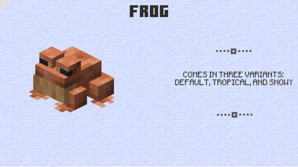 Frogs in Minecraft 1.18.20.27