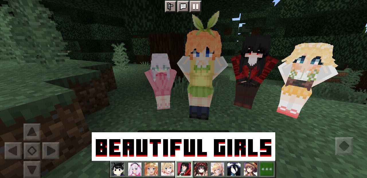 Beautiful Girls from Waifus Mod for Minecraft PE 